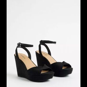 Black Wedge Sandals for Women